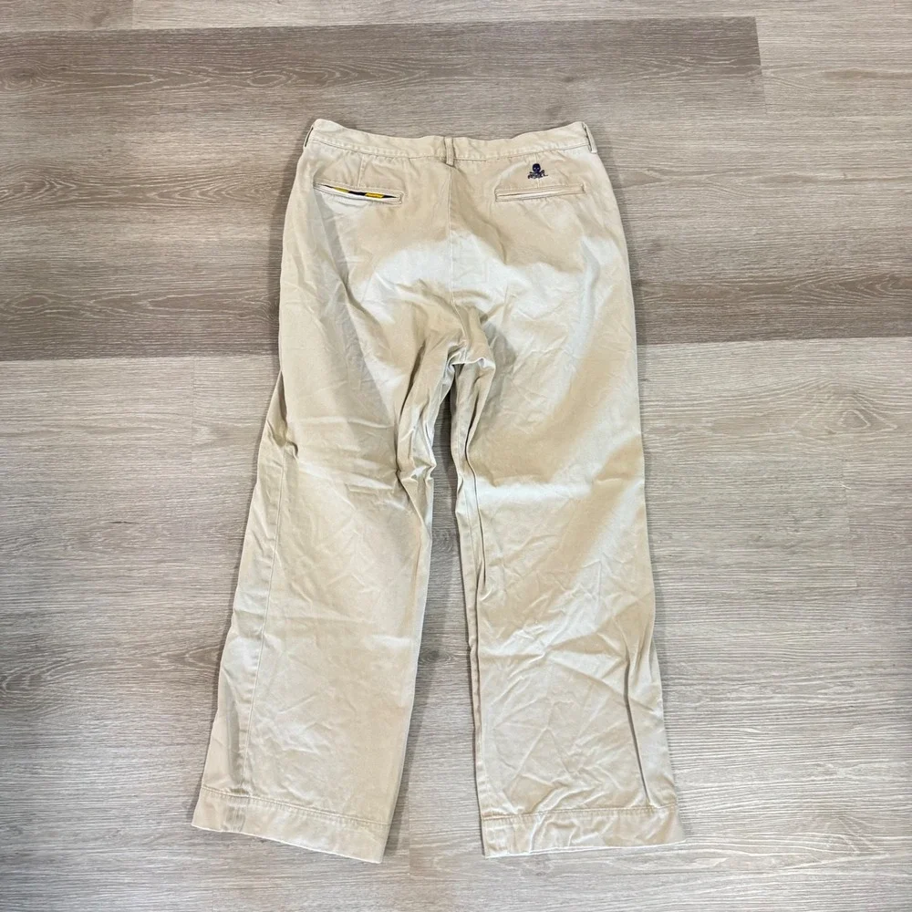 Vtg Ralph Lauren Rugby Chino Pants Mens 34x30 Tan Skull Crossbones Cotton Khaki